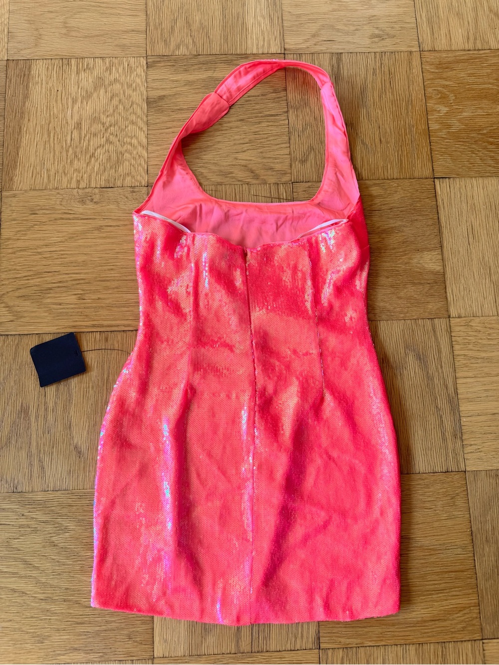 NWT Lulus Shimmering Sweetie Hot Pink
Sequin Halter Bodycon Mini Dress - Picture 5 of 12